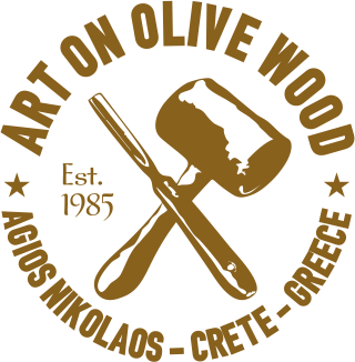 logo art on olive wood